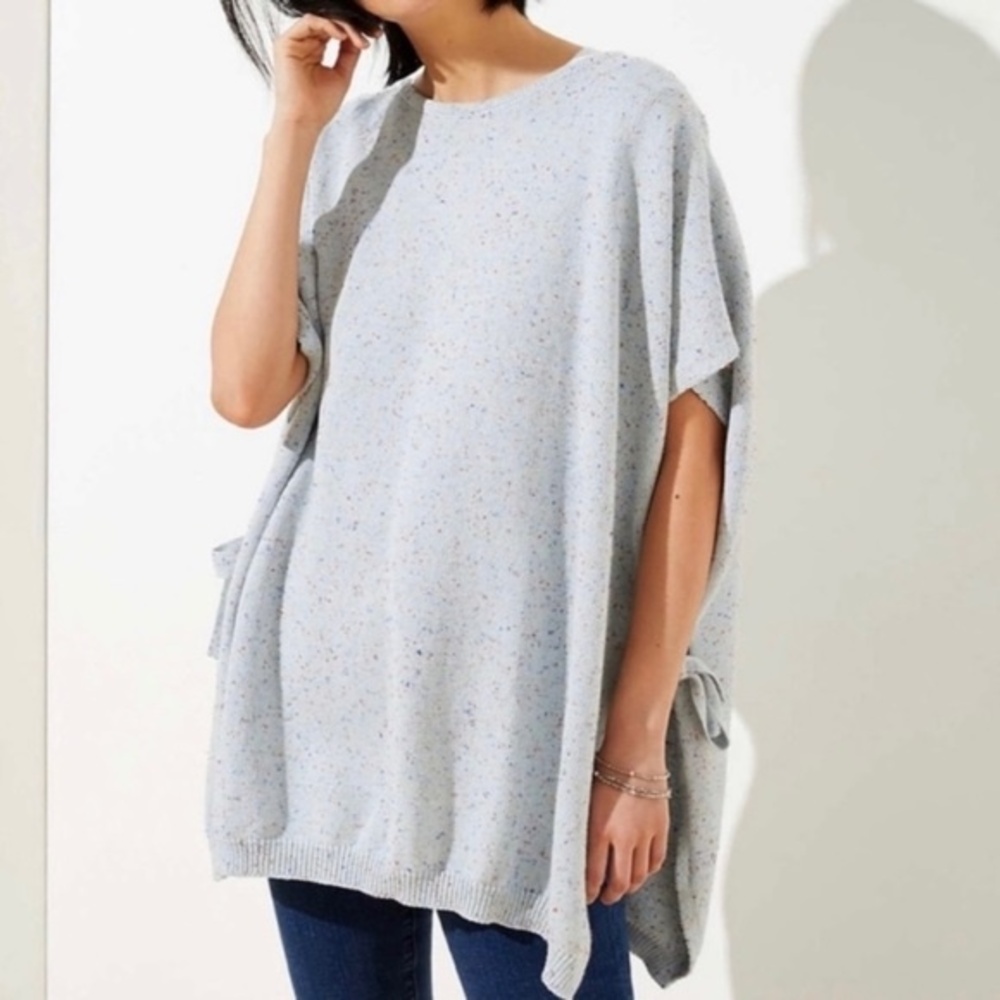 LOFT Oversize Blue Flecked Poncho Sweater Size XS/S